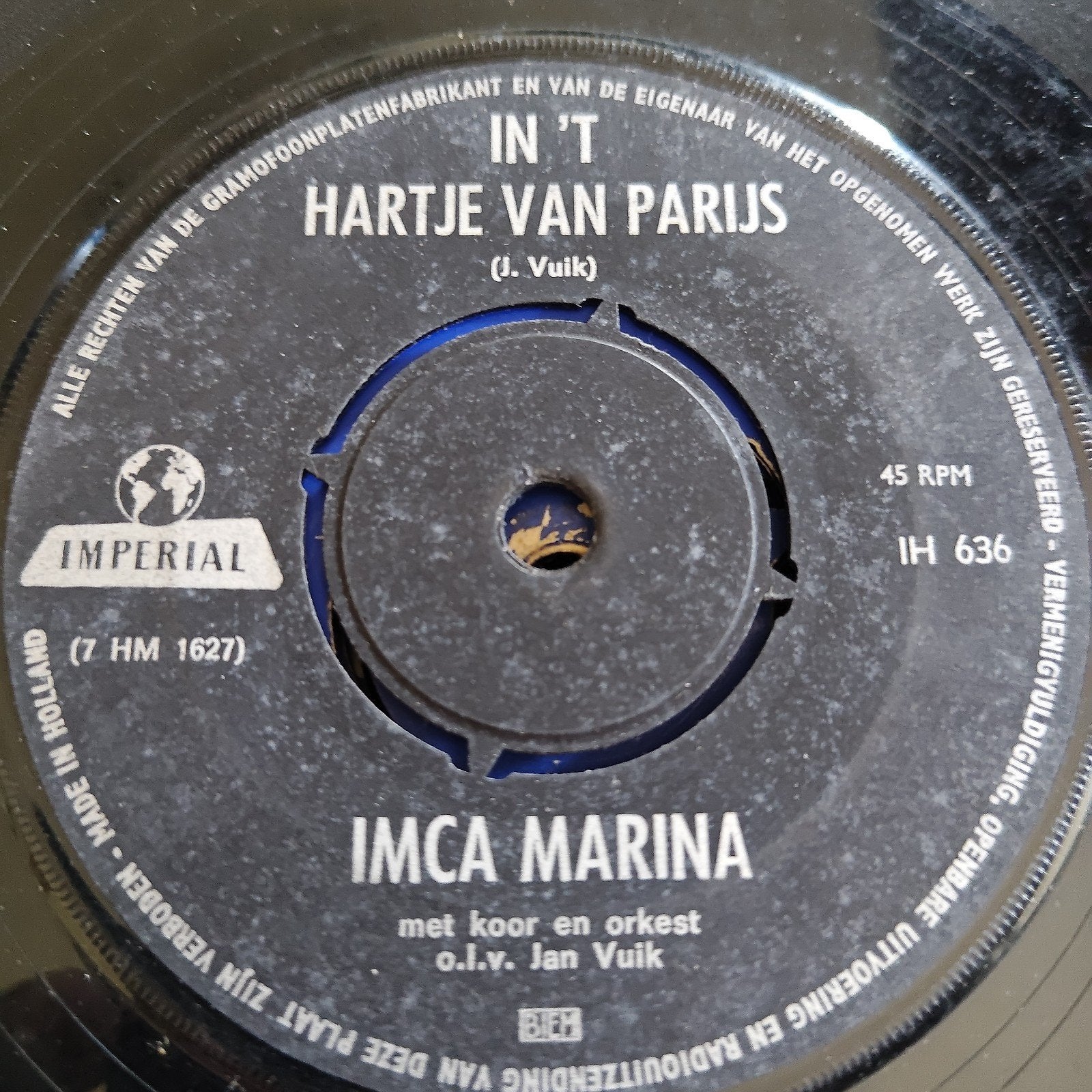 Imca Marina  Heel de Wereld Kun Je Kopen / In 't Hartje van, Cd's en Dvd's, Vinyl Singles, Gebruikt, 7 inch, Ophalen of Verzenden