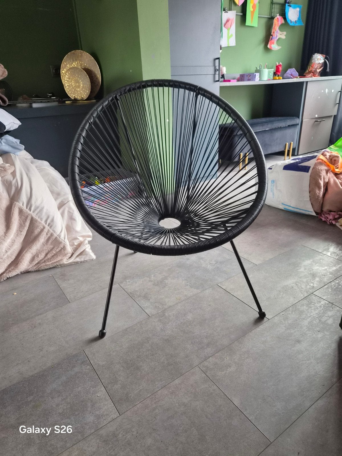 Comfortabele stoel voor binnen en buiten, Huis en Inrichting, Stoelen, Ophalen, Gebruikt, Modern, Bohemian, Zwart