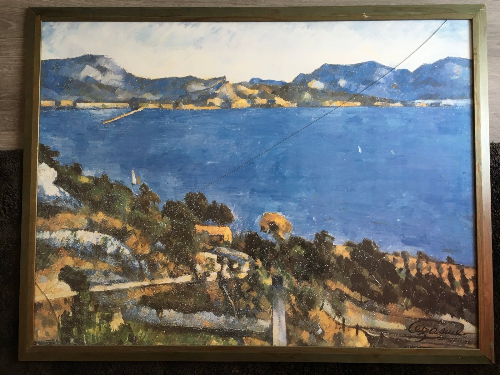 Schilderij in stijl van Cézanne - Landschap met water, Ophalen, Doek, Impressionistisch, Gesigneerd
