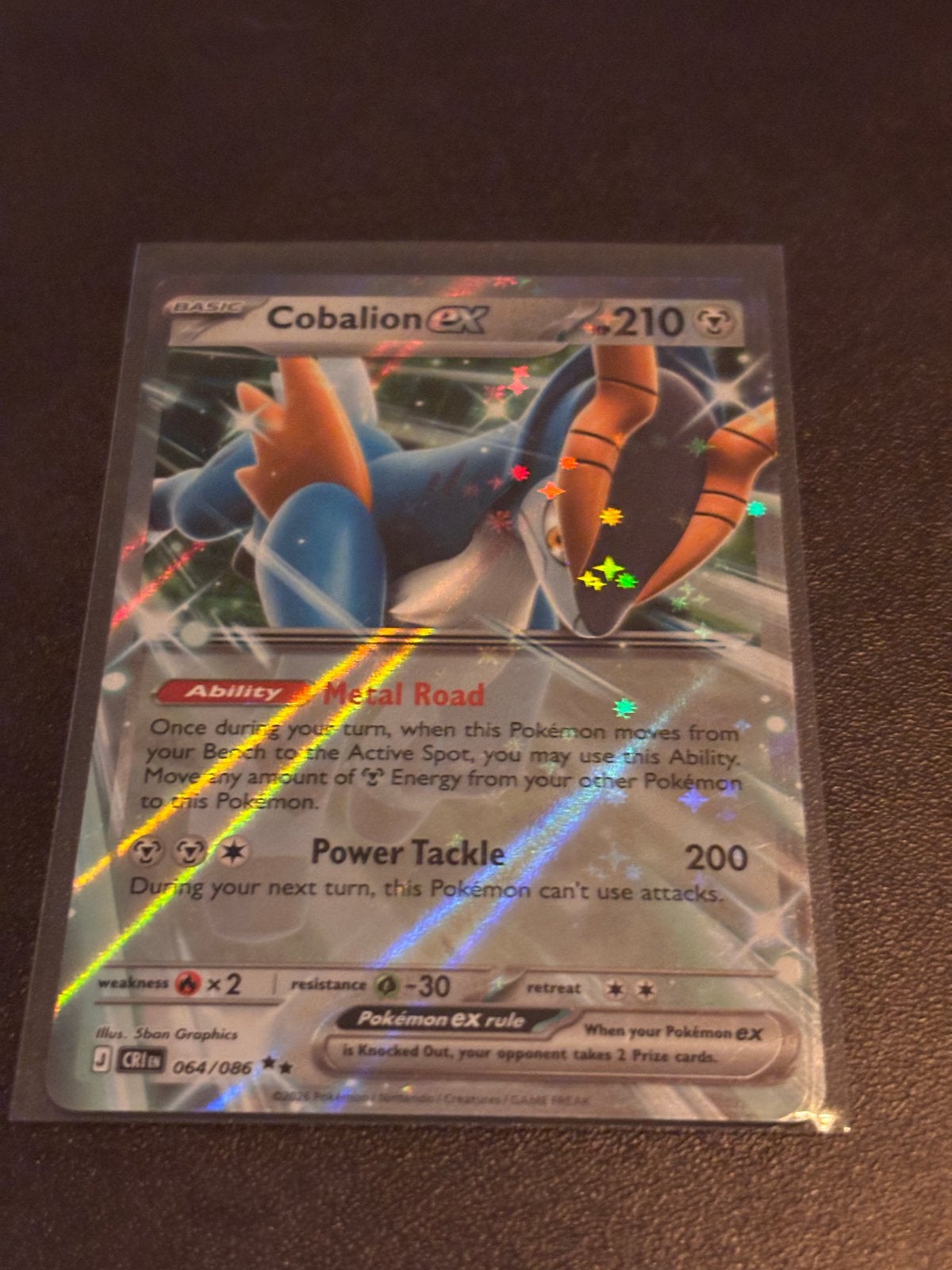 Cobalion EX Pokémon Kaart - Full Art Foil, Hobby en Vrije tijd, Ophalen of Verzenden, Zo goed als nieuw, Losse kaart, Foil