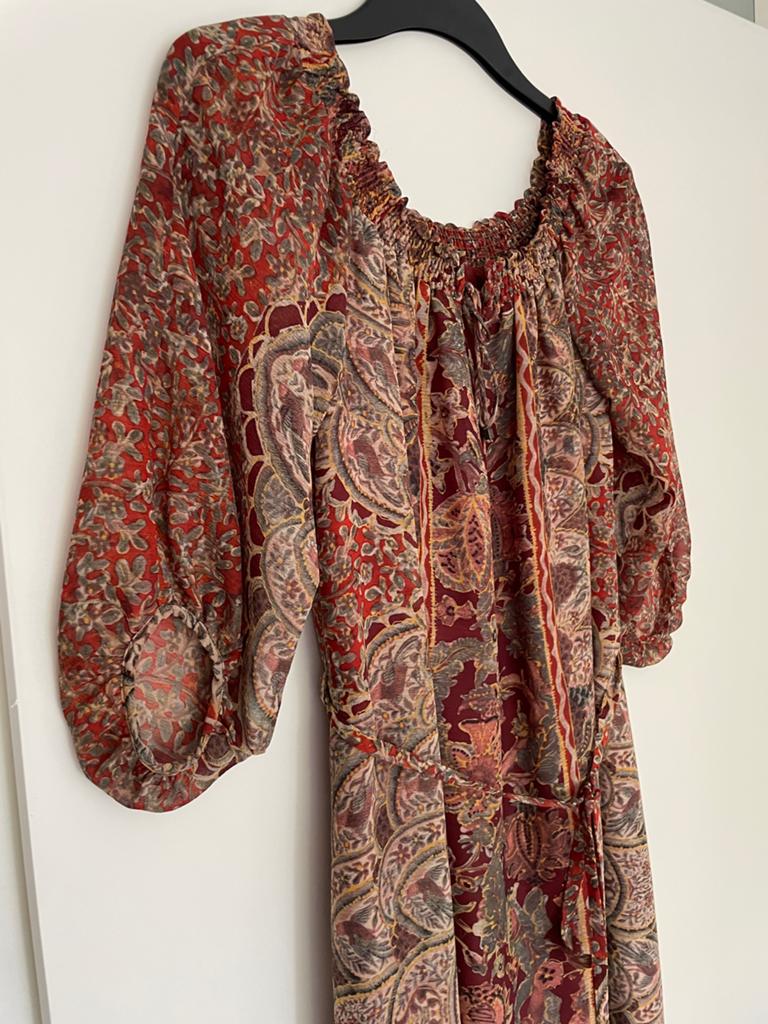 Paisley jurk van Zara maat S, Bruin, Ophalen of Verzenden, Zo goed als nieuw, Maat 36 (S)