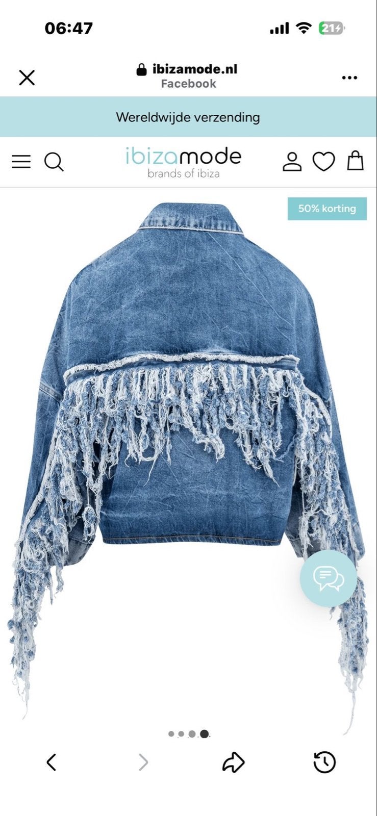 Nieuw Ibizamode spijkerjas met franjes, Ophalen of Verzenden, Nieuw, Maat 38/40 (M), Blauw