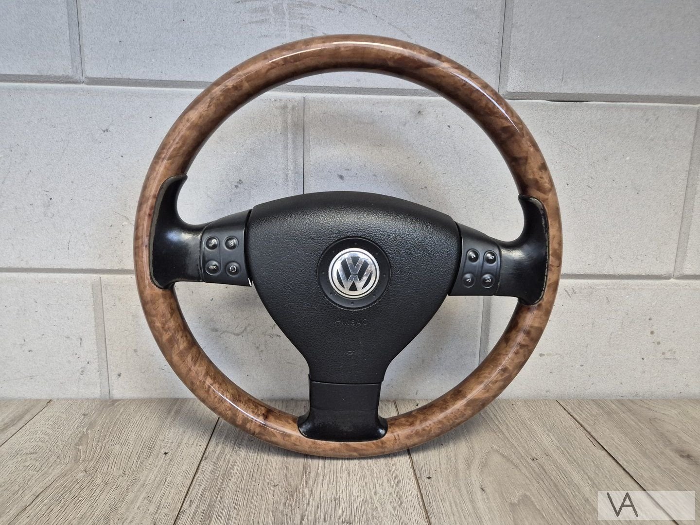 Houten stuur met airbag 3 spaak voor VW Golf 5 Polo Caddy, Gebruikt, -, Volkswagen, -