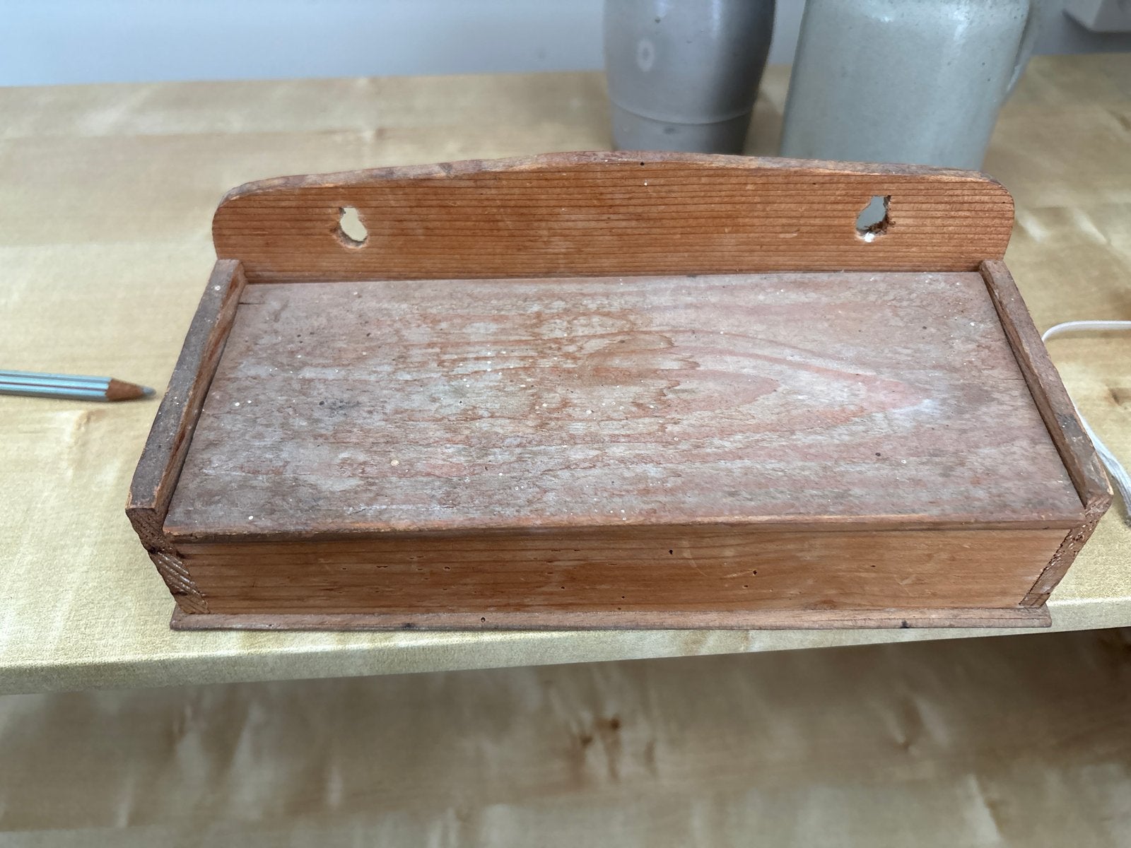 Vintage houten schoolbord met krijtjes en wisser, Ophalen