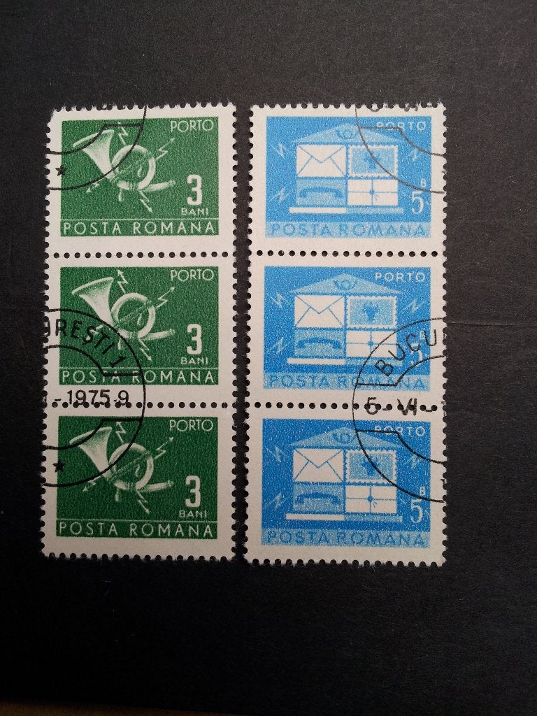 Roemenië V stroken port gestempeld, Ophalen of Verzenden, Overige landen, Gestempeld