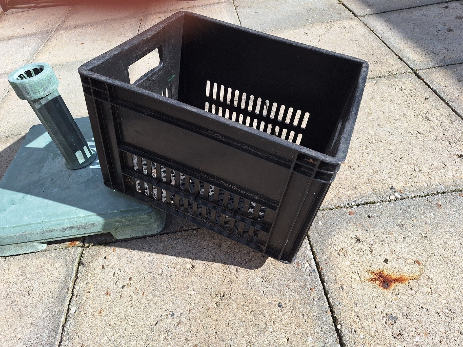 Zwarte kunststof bagage krat voor op de fiets, Ophalen, Gebruikt