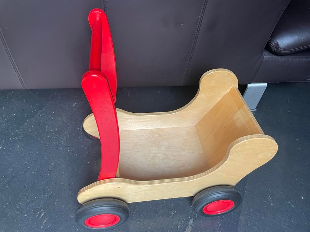 Leuke stevige Houten poppenwagen, Ophalen, Zo goed als nieuw