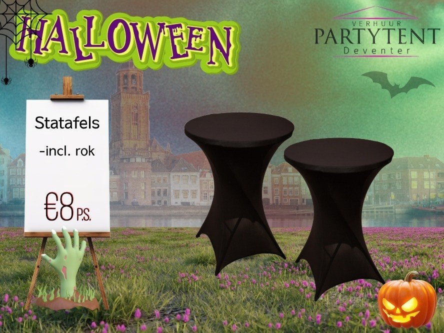 Statafel met zwarte rok huren Halloween Deventer, Ophalen, Nieuw, Halloween of Griezel