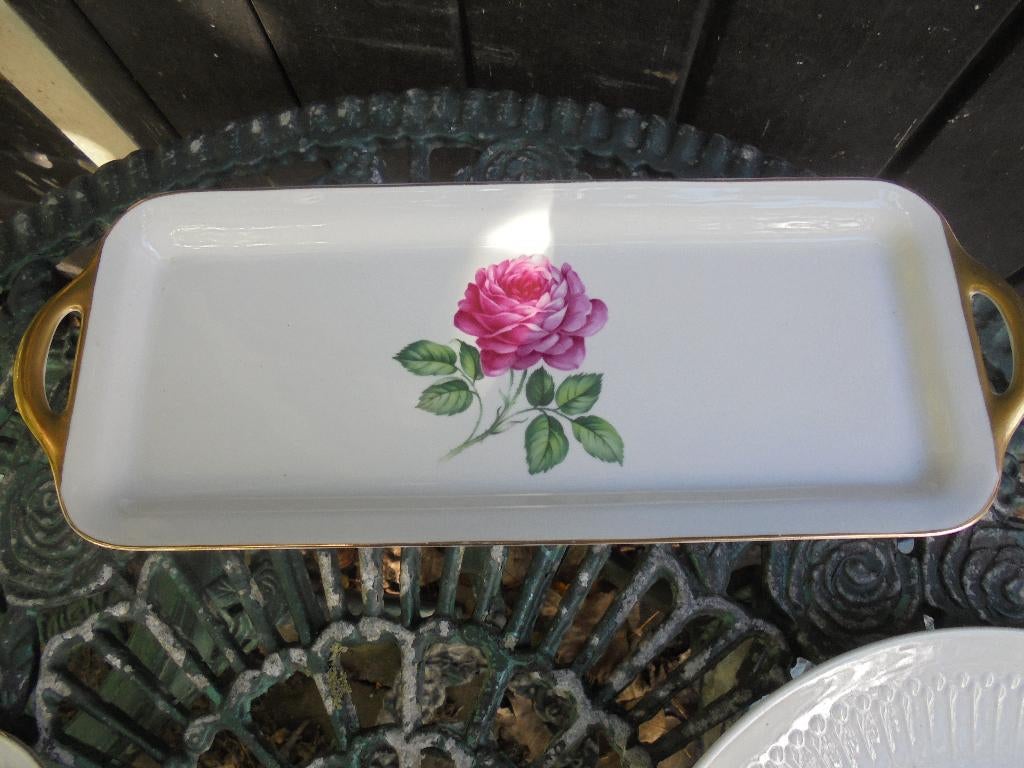 Cake schaal met grote roze roos Cerabel Belgium, Antiek en Kunst, Ophalen of Verzenden