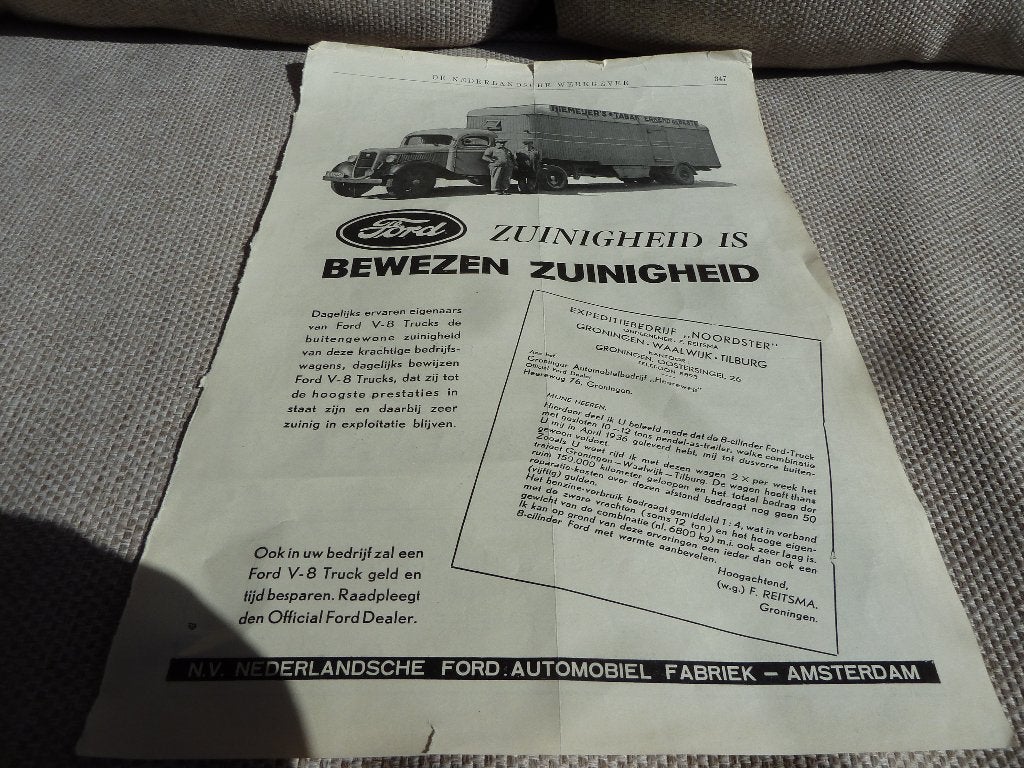 OUDE ( 1947) KNIPSEL >>> FORD ( zuinige) TRUCK V-8, Ophalen of Verzenden, 1940 tot 1960, Nederland, Knipsel(s)