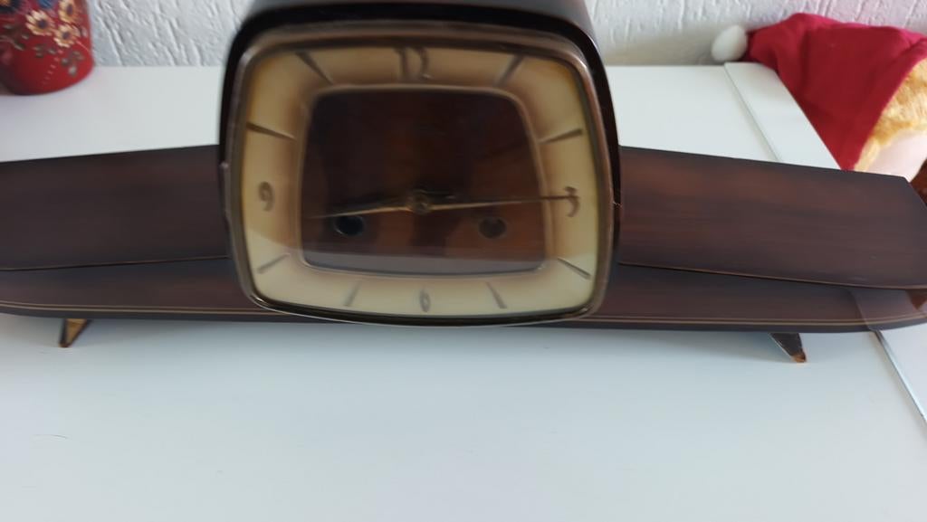 Vintage Hermle tafelklok - Jaren '60 design, Ophalen of Verzenden