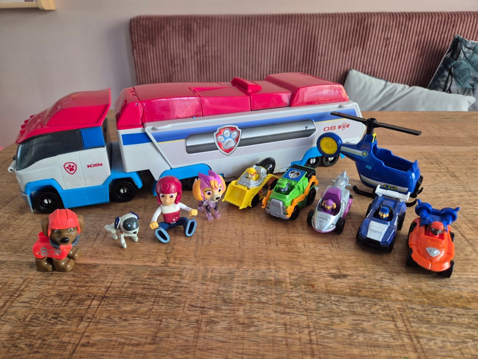 Paw Patrol speelset met voertuigen en figuren, Ophalen of Verzenden, Gebruikt