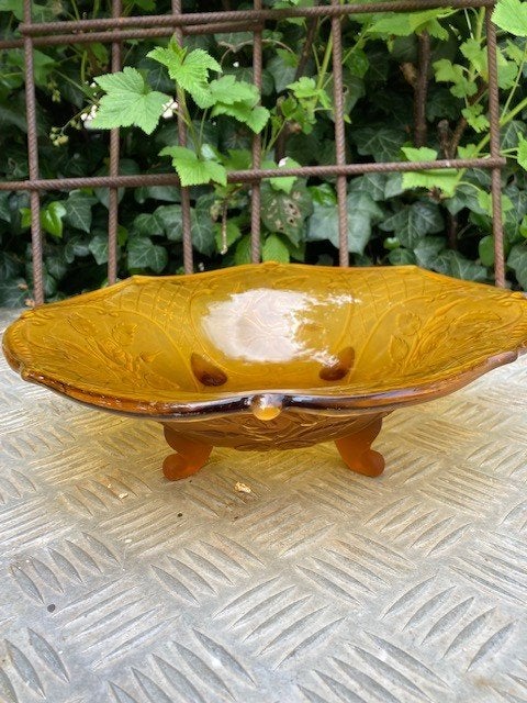 persglas schaal ROZEN decoratie ca. 80-100 jaar oud, Antiek en Kunst, Ophalen of Verzenden