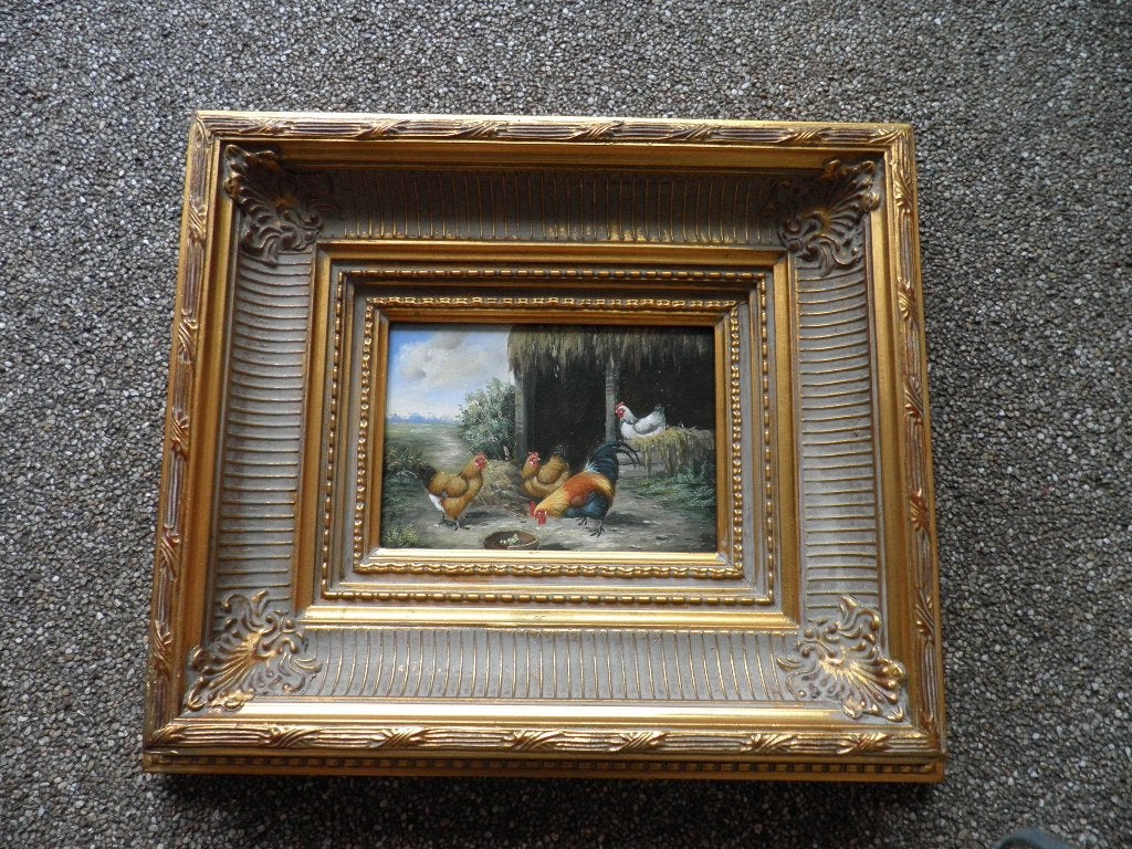 Oude schilderij compleet met lijst, Ophalen of Verzenden