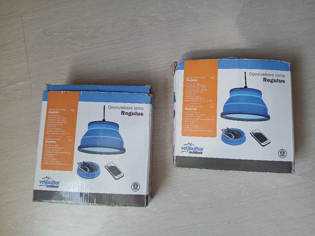 2x Opvouwbare Hanglampen Regulus, Caravans en Kamperen, Ophalen of Verzenden, Gebruikt