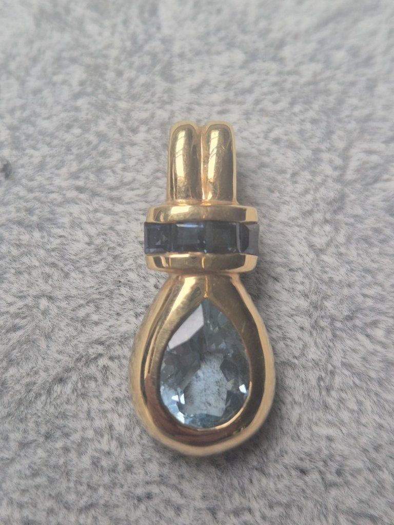 ketting  en hanger van 14 karaat goud en Topaz, Ophalen of Verzenden, Zo goed als nieuw, Goud, Goud
