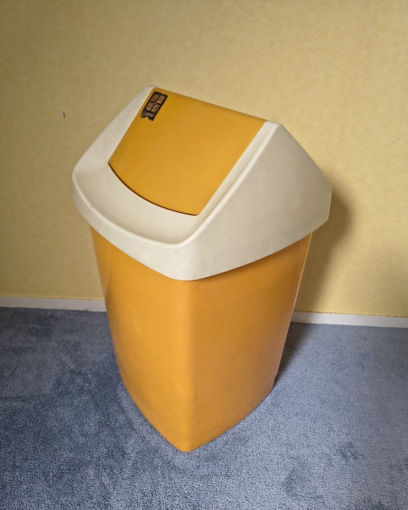 Curver vintage wasmand vierkant in het geel, Ophalen, Gebruikt, Geel, Wasmand