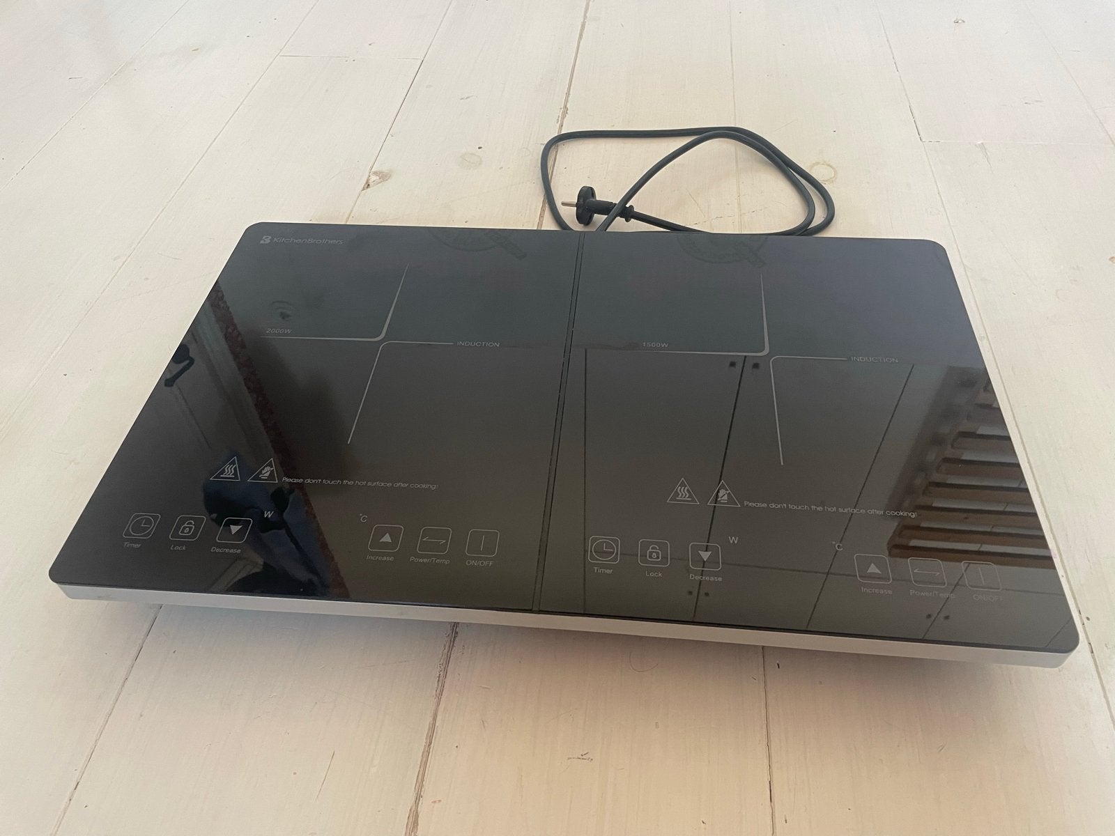 KitchenBrothers Inductiekookplaat 2-pits 2000W/1500W, Ophalen, Gebruikt, 3 kookzones of minder, Inductie