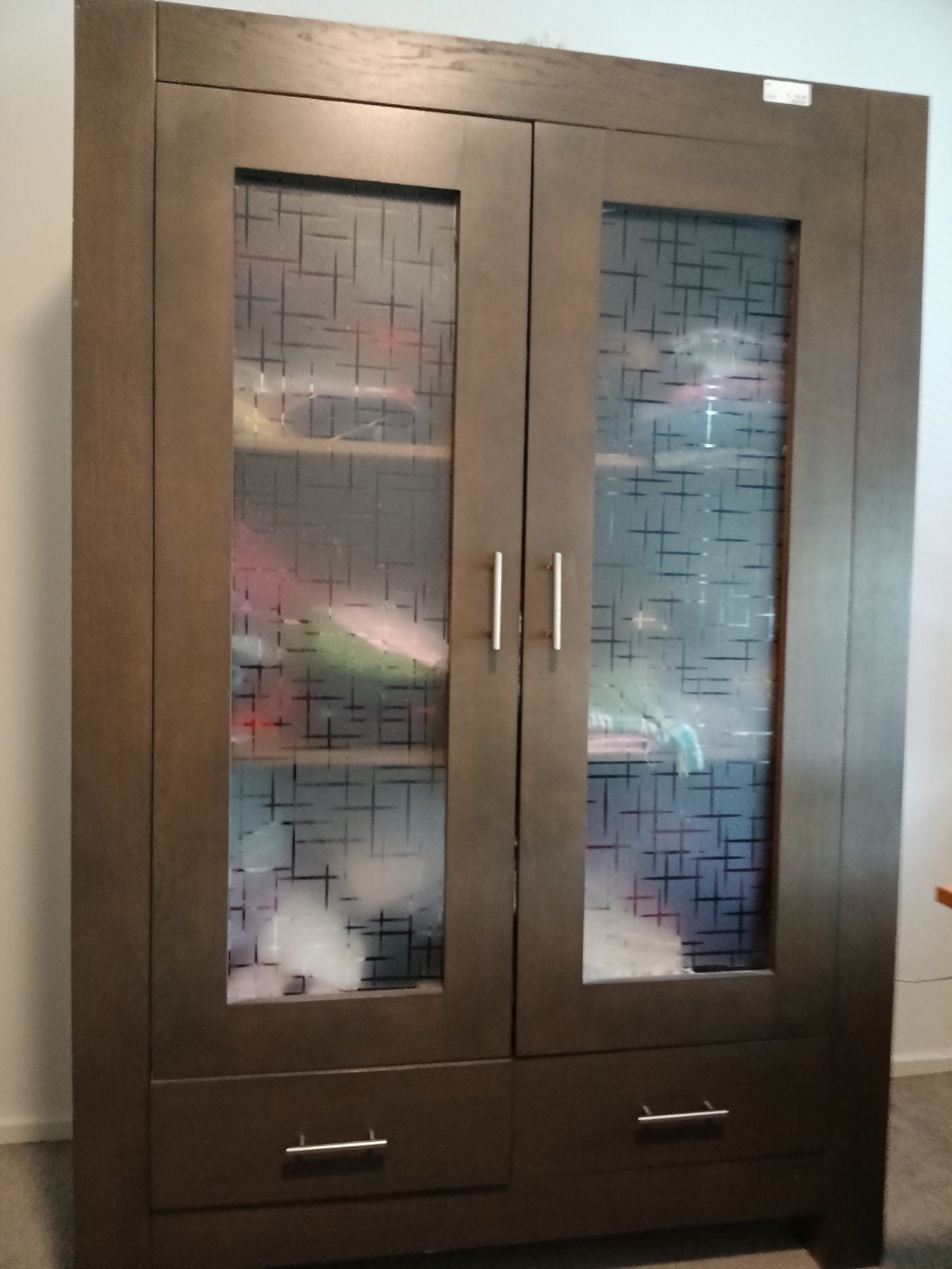 Houten Vitrinekast / Opbergkast met Glazen Deuren, Huis en Inrichting, Kasten | Boekenkasten, Modern Klassiek, Gebruikt, Met deur(en)