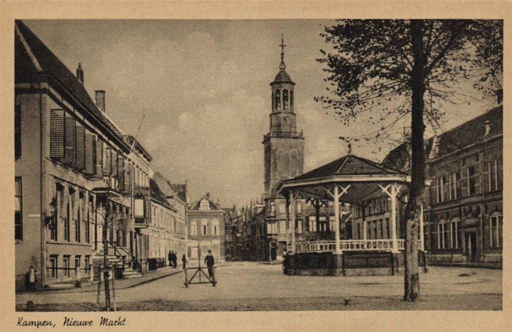 Kampen, Nieuwe Markt - muziektent - ongelopen, Ophalen of Verzenden, 1920 tot 1940, Ongelopen, Overijssel