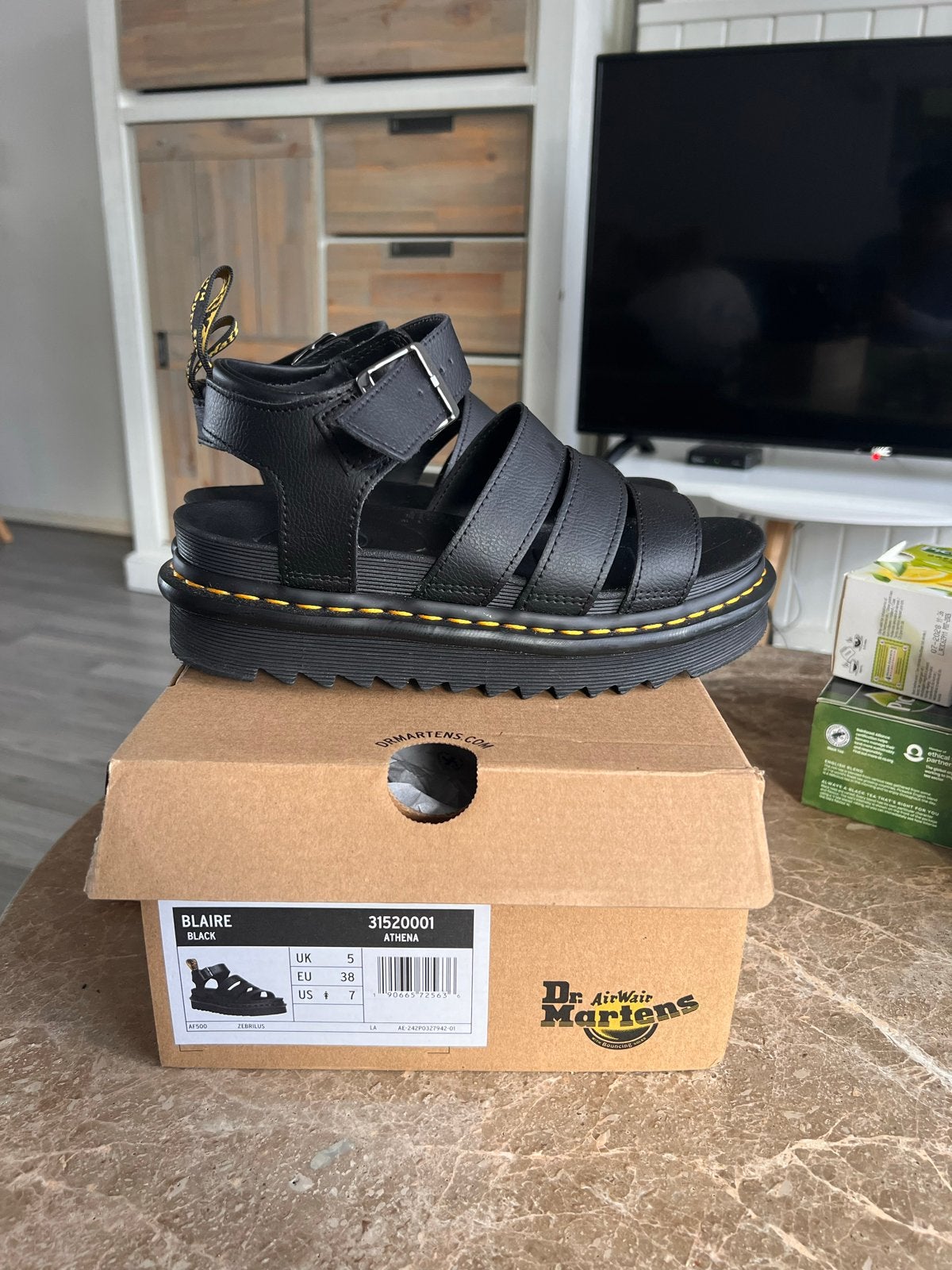 Dr. Martens Blaire Athena sandalen - Zwart, maat 38, Ophalen of Verzenden, Zo goed als nieuw, Zwart, Sandalen of Muiltjes