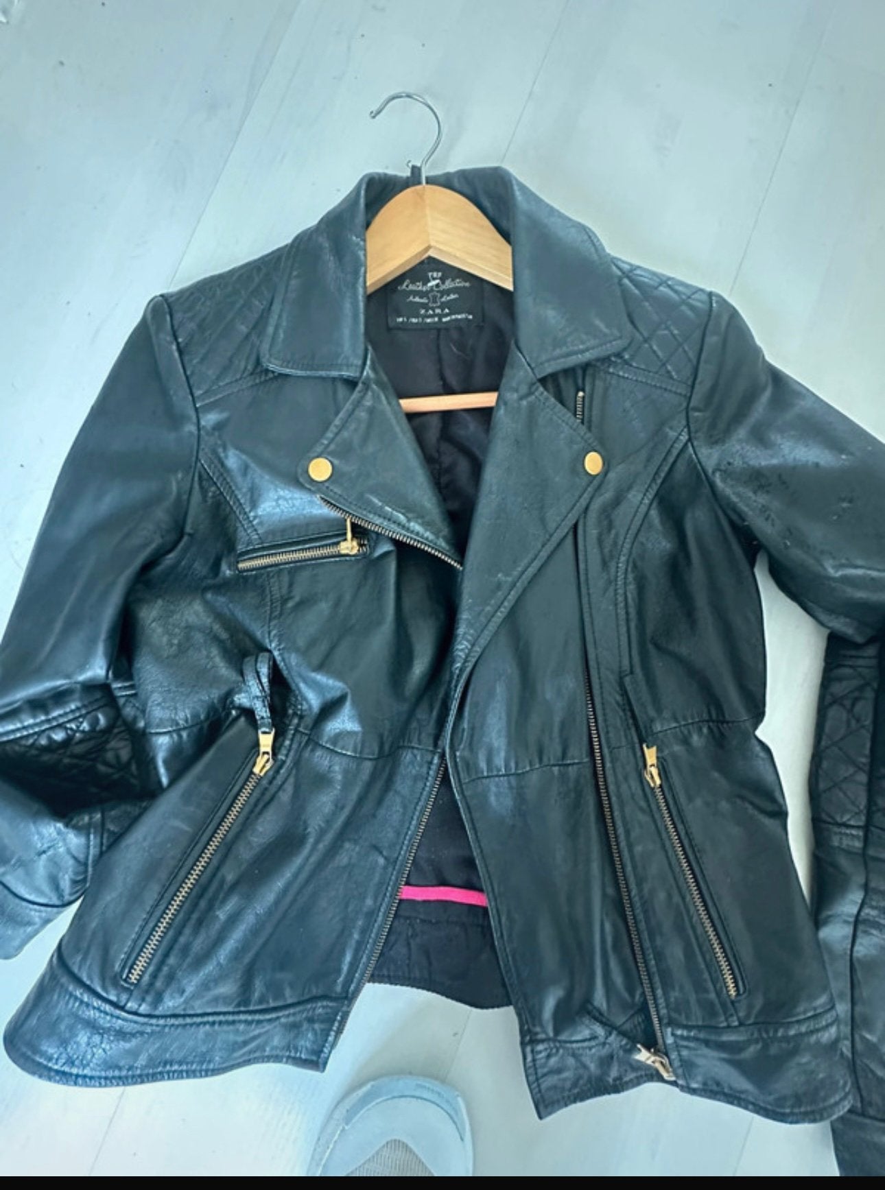 Leer jas, Kleding | Dames, Ophalen of Verzenden, Zo goed als nieuw, Maat 36 (S), Zwart