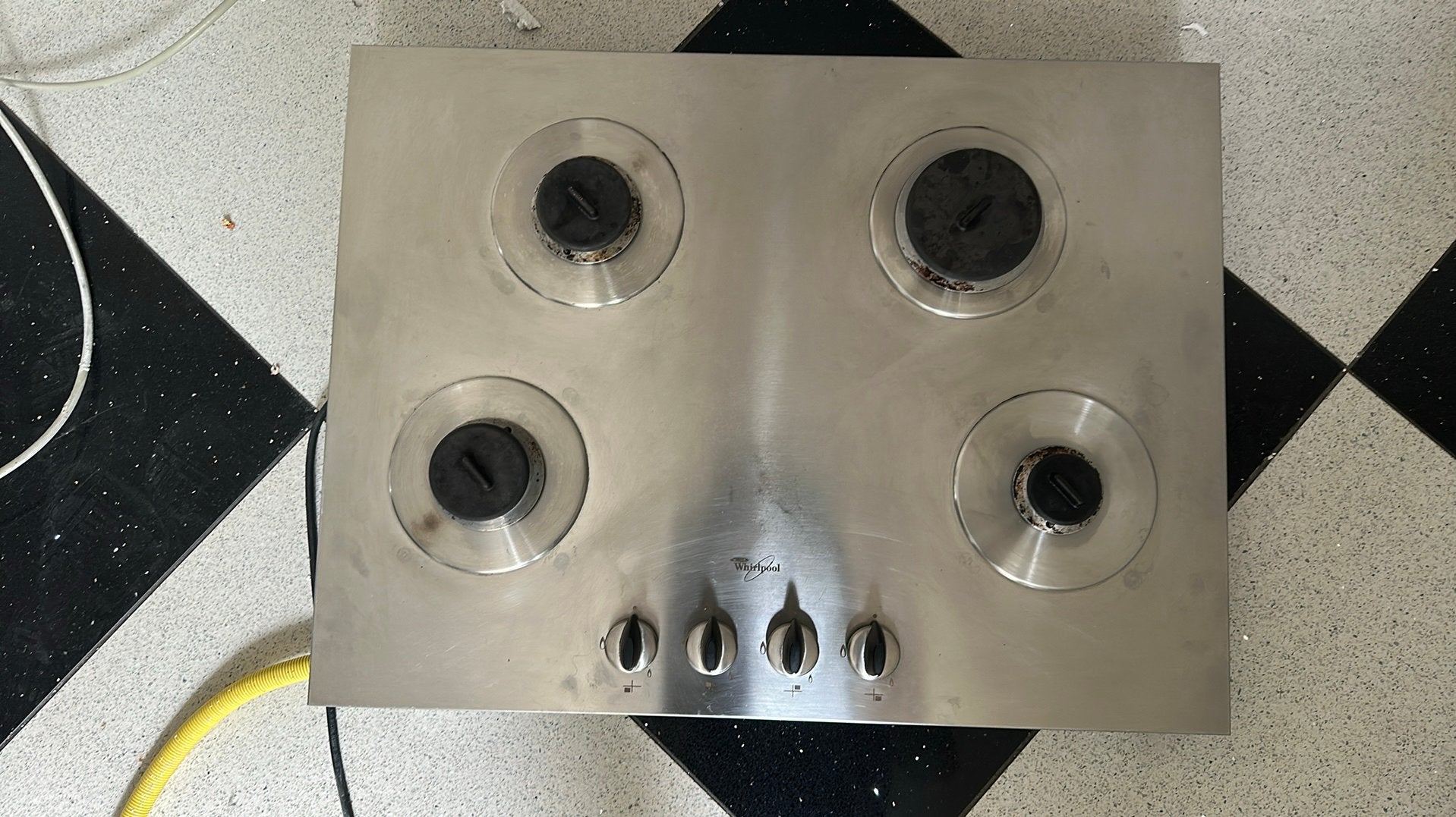 Whirlpool gas kookplaat, Ophalen, 4 kookzones, Zo goed als nieuw, Inbouw