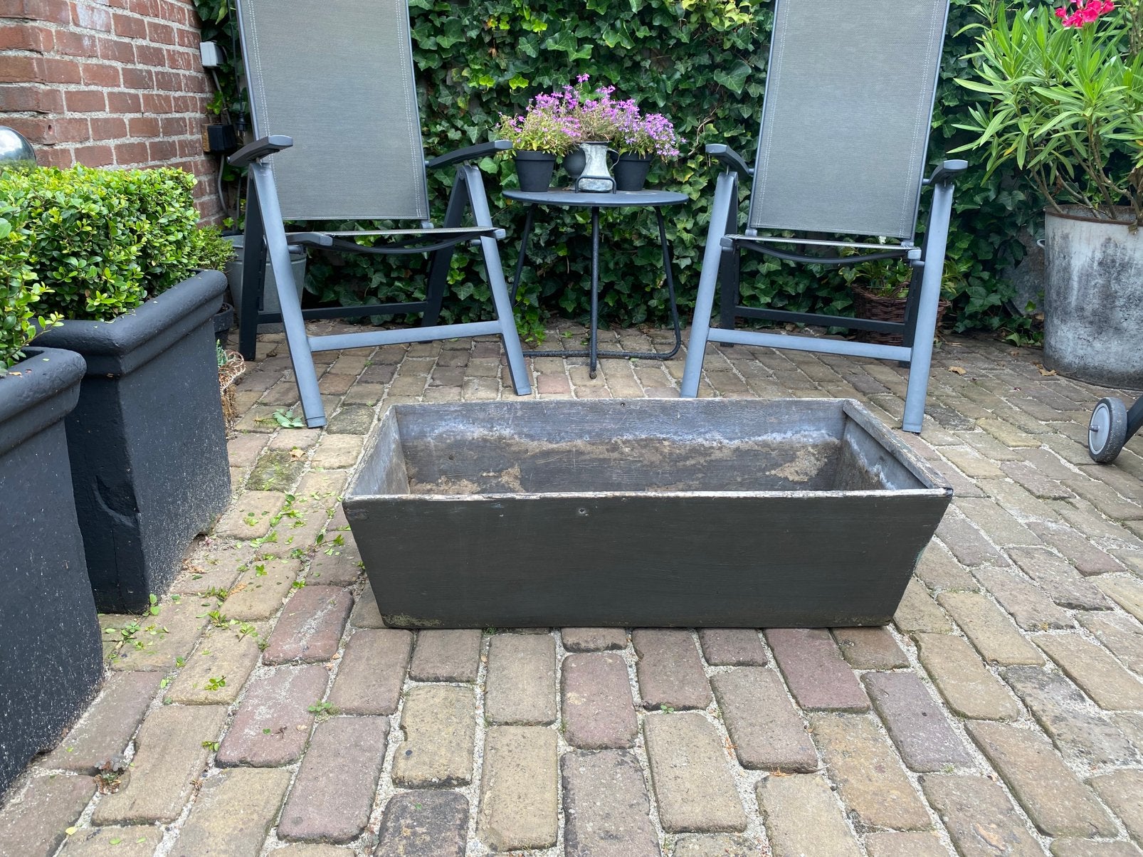 Oude doorleefde  stoere plantenbak/ trog, Tuin en Terras, Ophalen, Gebruikt, Rechthoekig, Hout