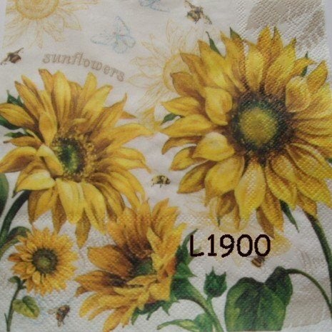 Servetten decoupage/bullet journal - Zonnebloemen L1900, Verzenden, Nieuw