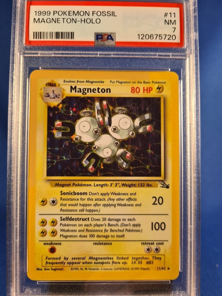 Magneton 11/62 - Fossil (PSA 7), Hobby en Vrije tijd, Verzamelkaartspellen | Pokémon, Verzenden, Gebruikt