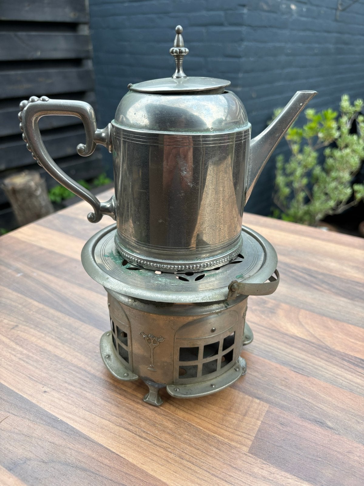 Antieke KEMD theepot met rechaud - Verzilverd, Ophalen