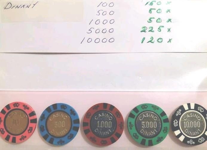 CASINO JETONS FICHES  van  CASINO DINANT -- ong 600 STUKS, Ophalen, Staal
