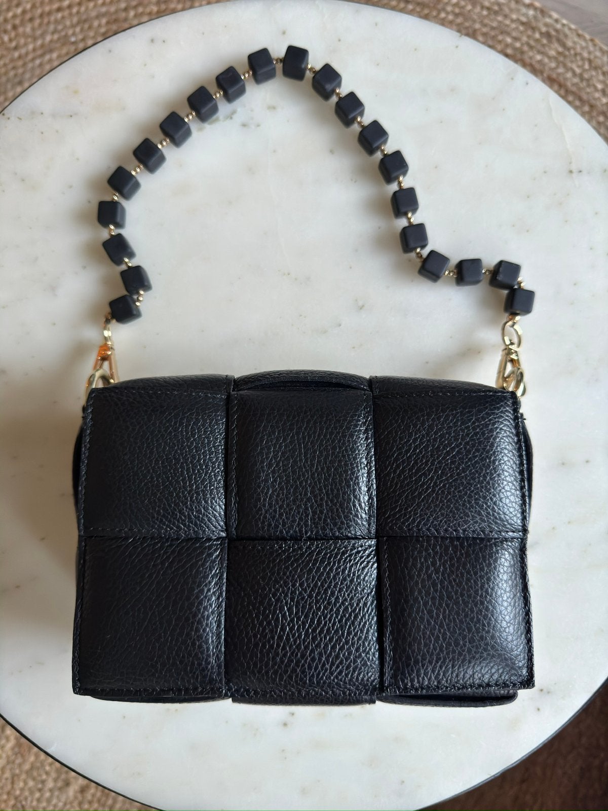 Leren tas Bottega inspired, Ophalen of Verzenden, Zo goed als nieuw, Zwart, Schoudertasje