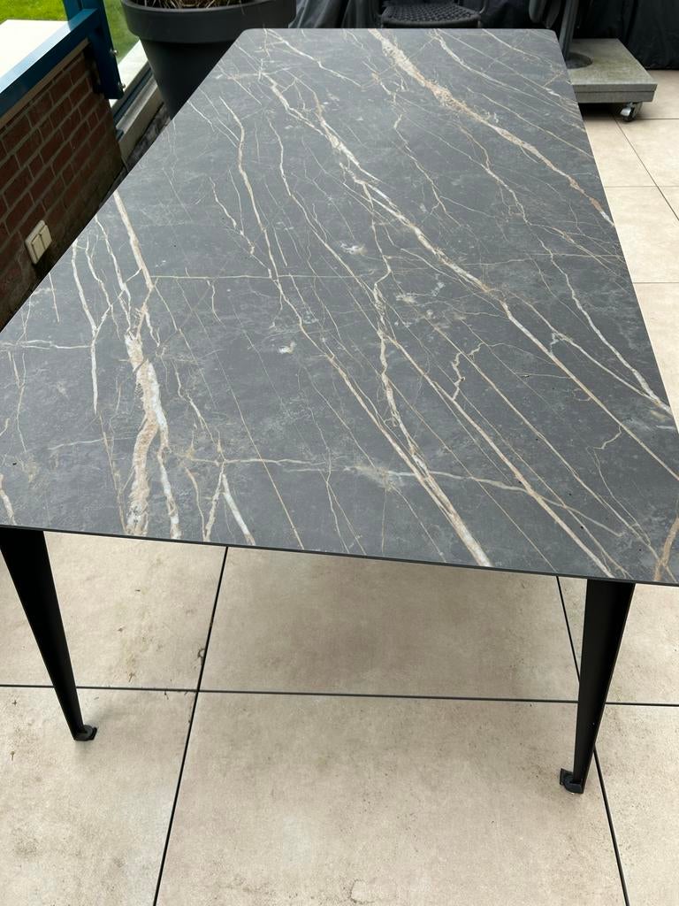 Goossens Italiaans design tafel 210x100cm, Tuin en Terras, Ophalen, Zo goed als nieuw, Rechthoekig, Metaal