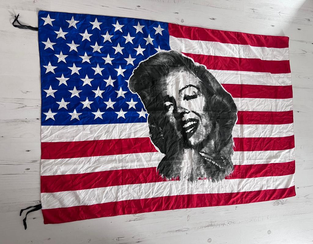 Marilyn Monroe, amerikaanse vlag, wanddecoratie, Diversen, Vlaggen en Wimpels, Ophalen of Verzenden, Nieuw