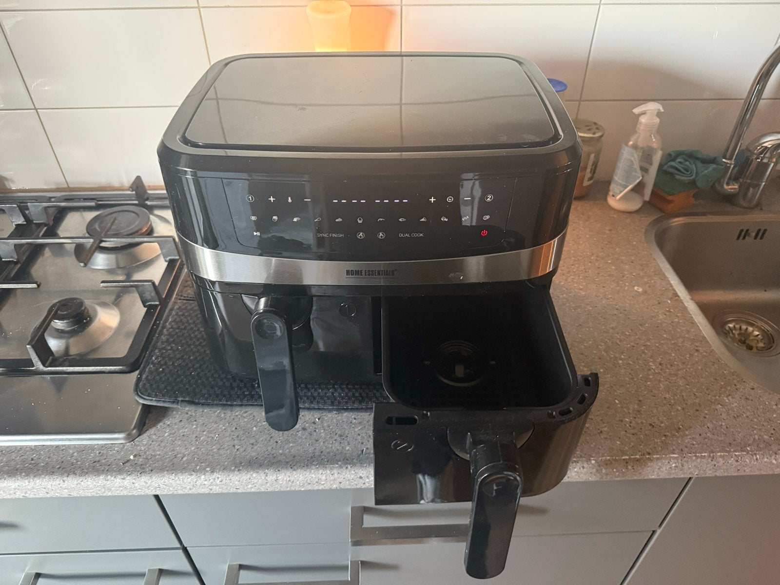 Home Essentials Dubbele Airfryer 10L Hetelucht 2 Bakken, Ophalen, Gebruikt, Airfryer XXL, 1500 gram of meer