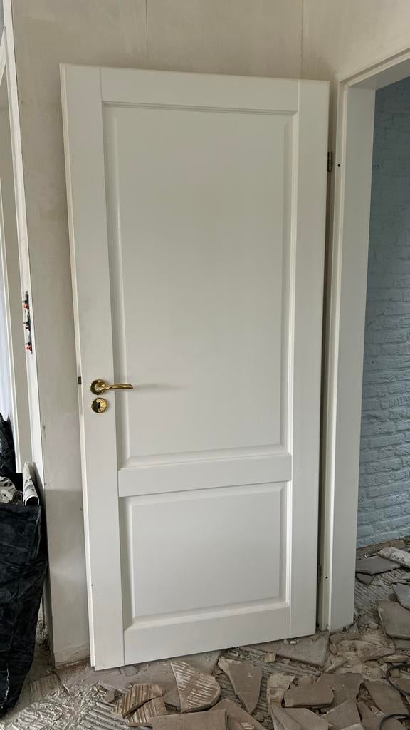 4 hoogglans witte opdek paneel binnendeuren, Doe-het-zelf en Verbouw, Deuren en Horren, Ophalen, Gebruikt, 80 tot 100 cm, Binnendeur