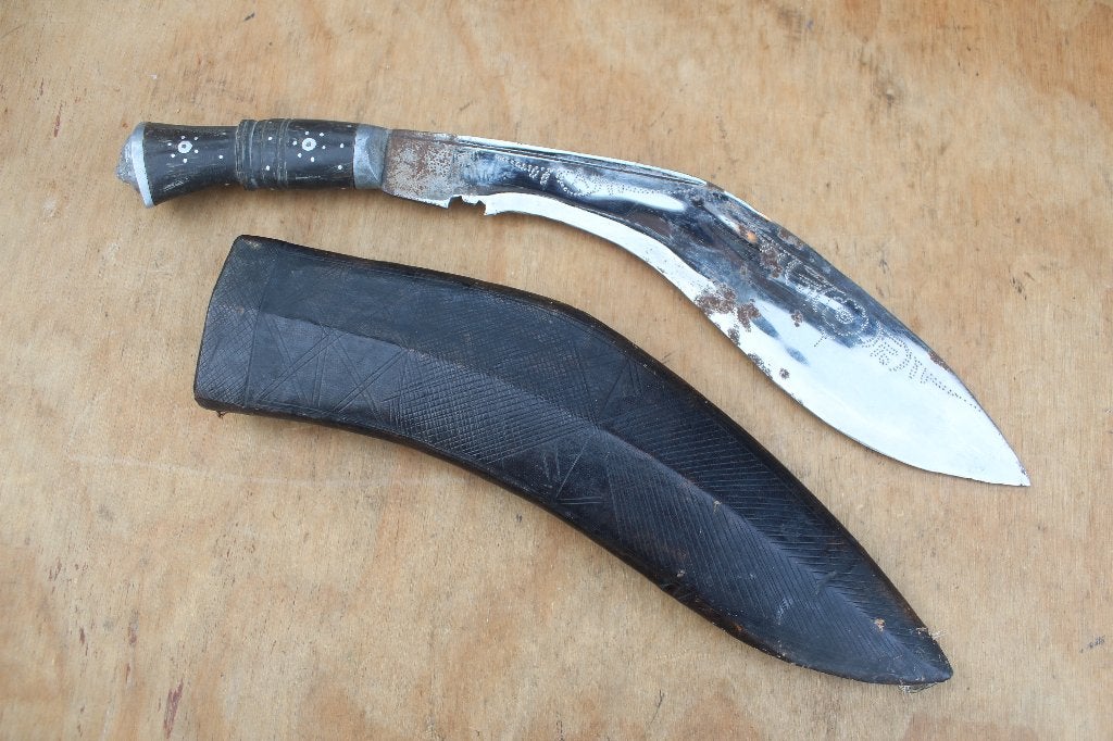 < Oud Gurkha Kukri Mes Compleet Met Schede Nepal >, Ophalen of Verzenden
