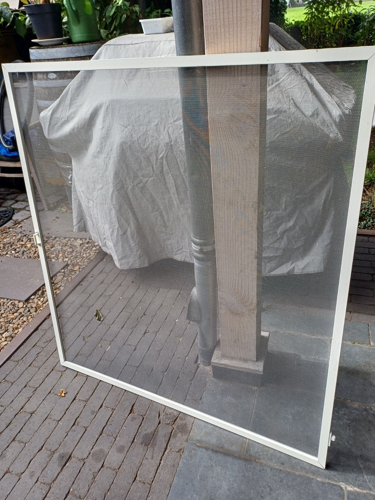 3x Insectenhor / voorzethor wit aluminium 117x110 cm, 100 tot 120 cm, Gebruikt, Overige typen, Minder dan 200 cm
