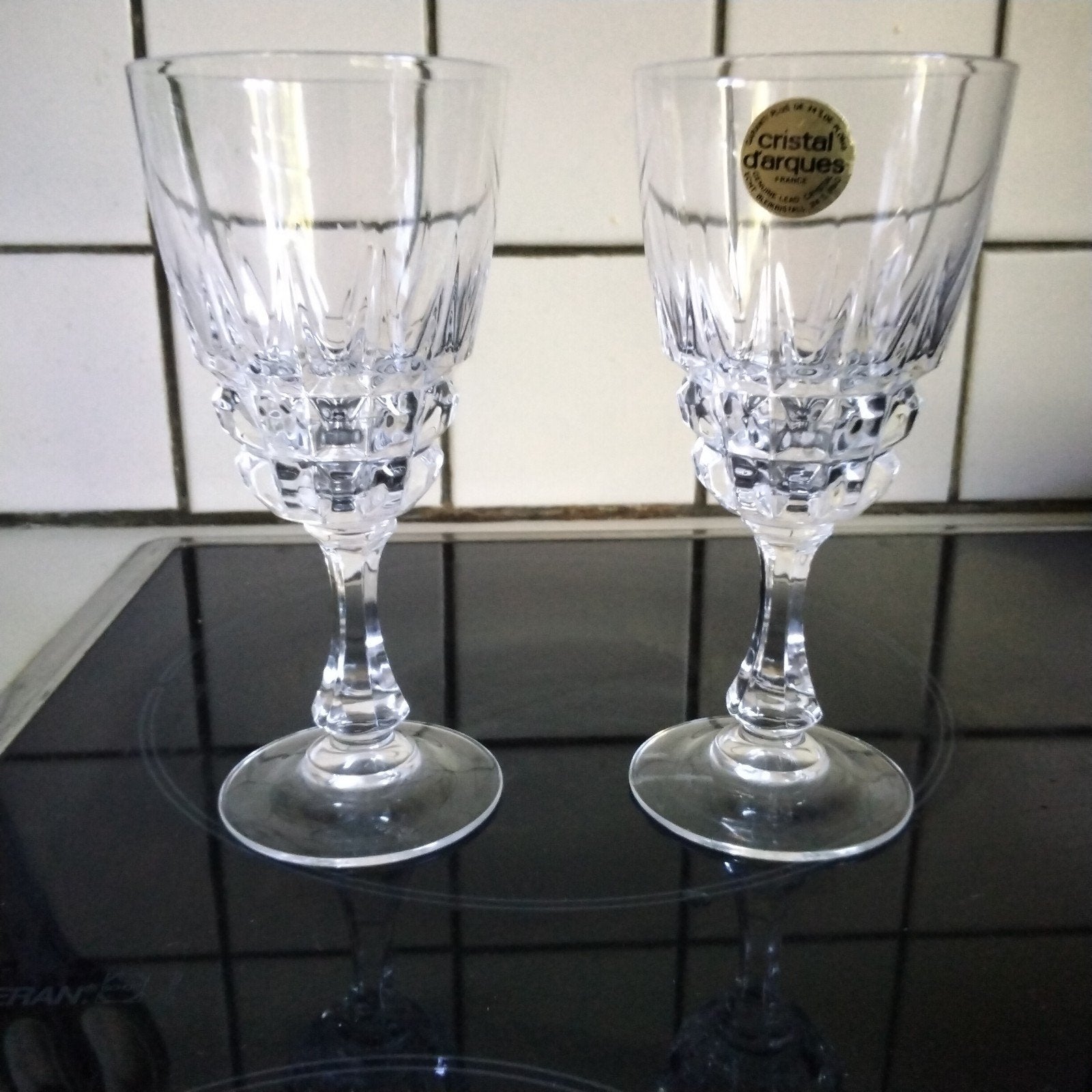 2  cristal d'arques wijnglazen "pompadour", Ophalen of Verzenden