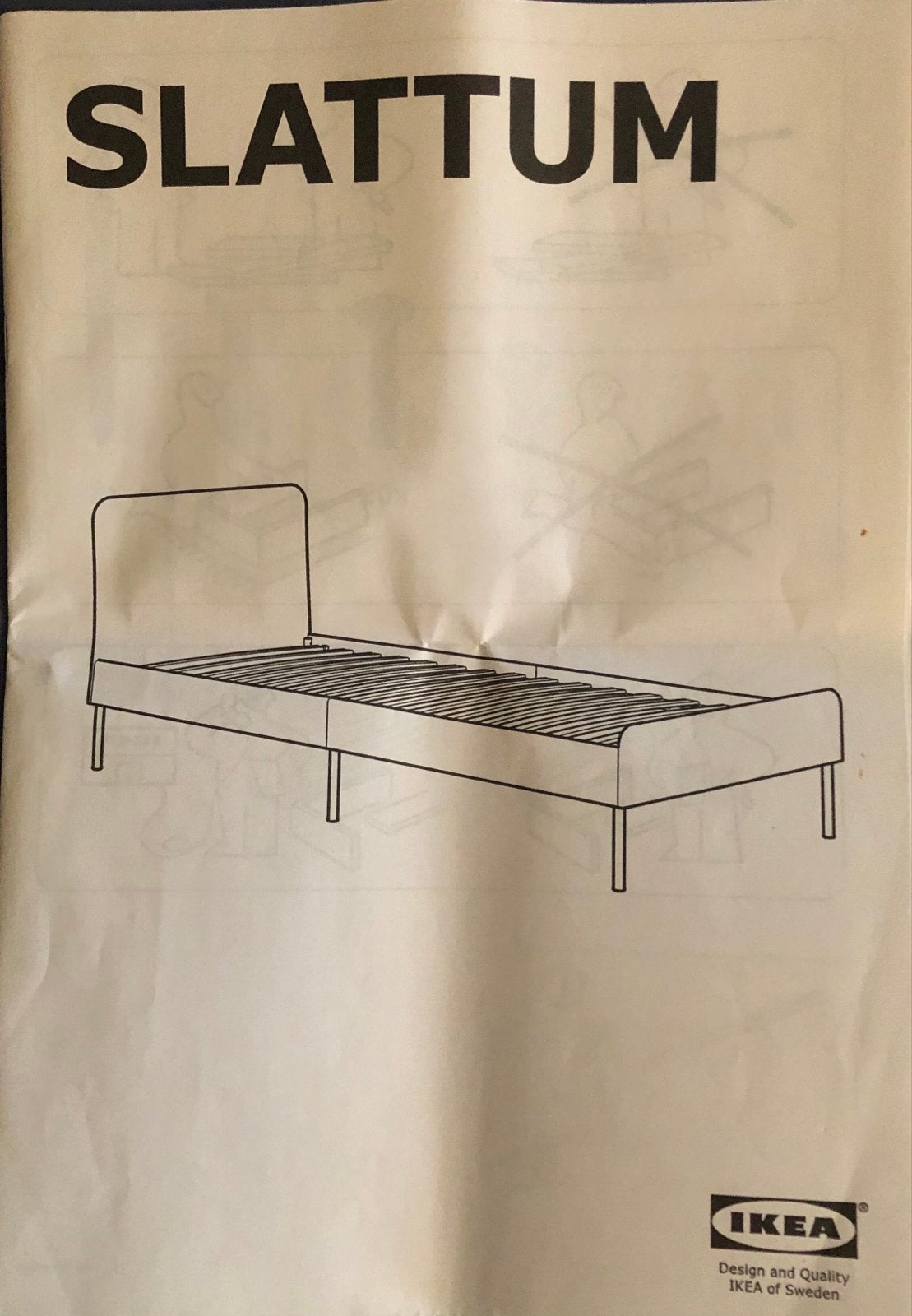 IKEA Slattum gestoffeerd bed, donkergrijs 90x200 cm, Ophalen, 90 cm, Eenpersoons, Zo goed als nieuw