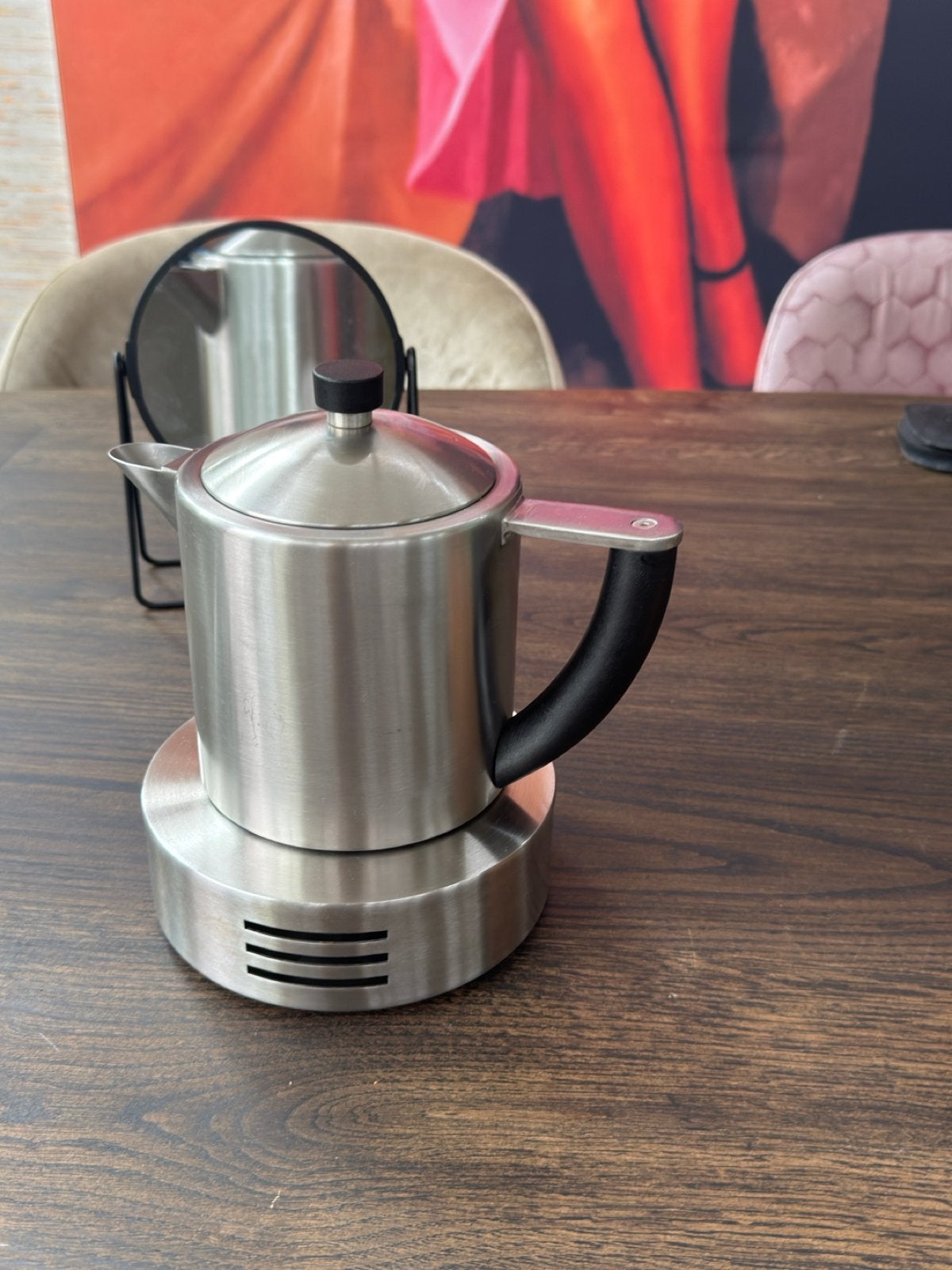 Zack theepot met theelicht, RVS, Theepot/fluitketel, Zilver, Ophalen of Verzenden, Zo goed als nieuw