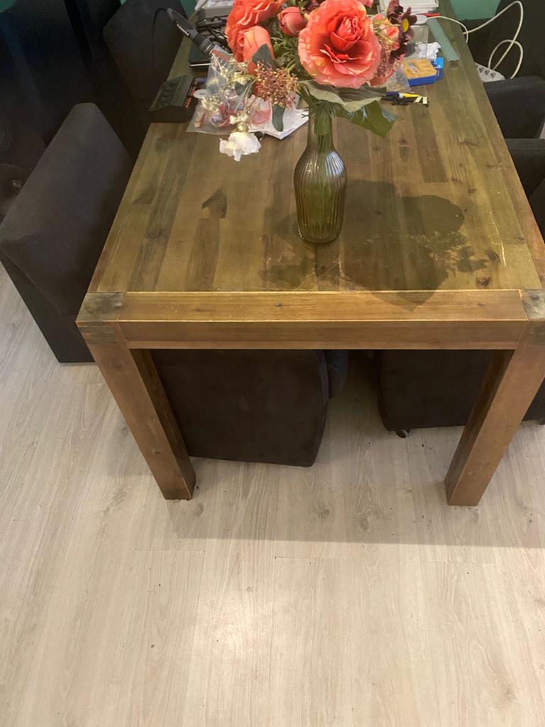 Eettafel vitrinekast tv meubel bijzettafels, Ophalen, Gebruikt, Rechthoekig