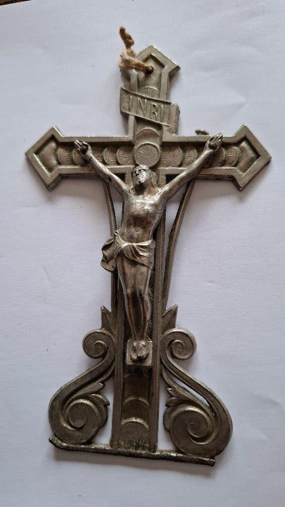 kruis tin antiek, Ophalen of Verzenden