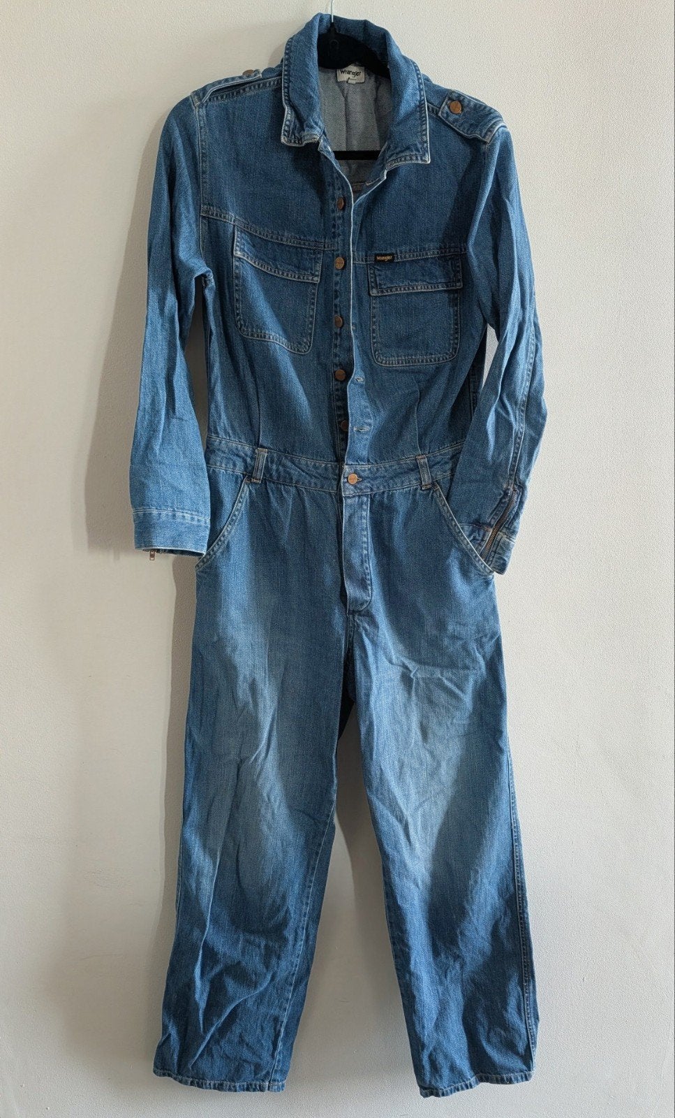 Wrangler Utility Denim Jumpsuit / Boilersuit, Maat 38/40 (M), Blauw, Gedragen, Wrangler