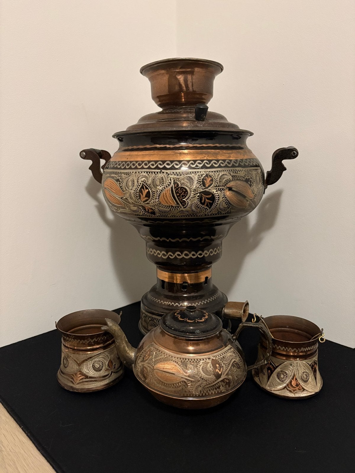 Antieke Koperen Samovar Theeset, Antiek en Kunst, Ophalen of Verzenden, Koper