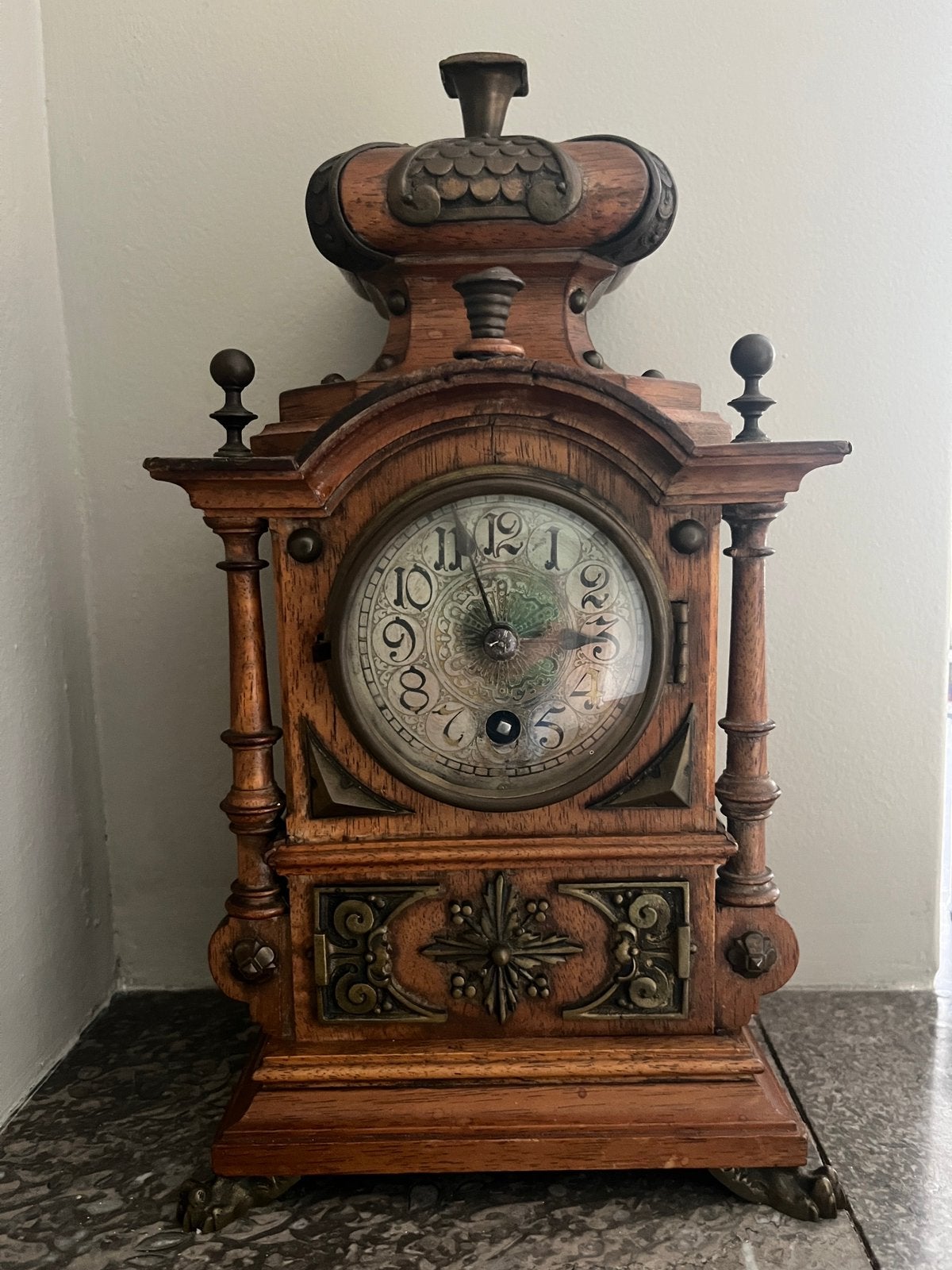 Antieke Duitse houten tafelklok pendule Lenzkirch uit 1887, Antiek en Kunst, Antiek | Klokken, Ophalen