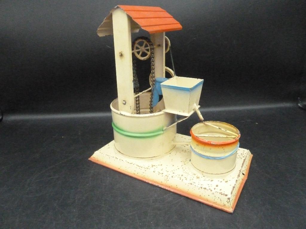 Antieke blikken waterput met aandrijving speelgoed, Antiek en Kunst, Ophalen of Verzenden