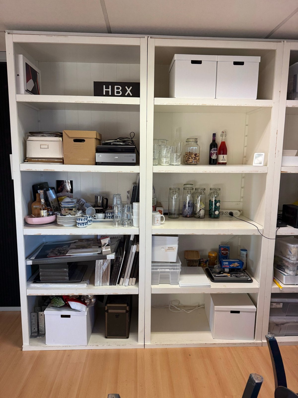 Witte boekenkast met verstelbare planken (H224 D58 B100), Ophalen, Met plank(en), Gebruikt, 100 tot 150 cm