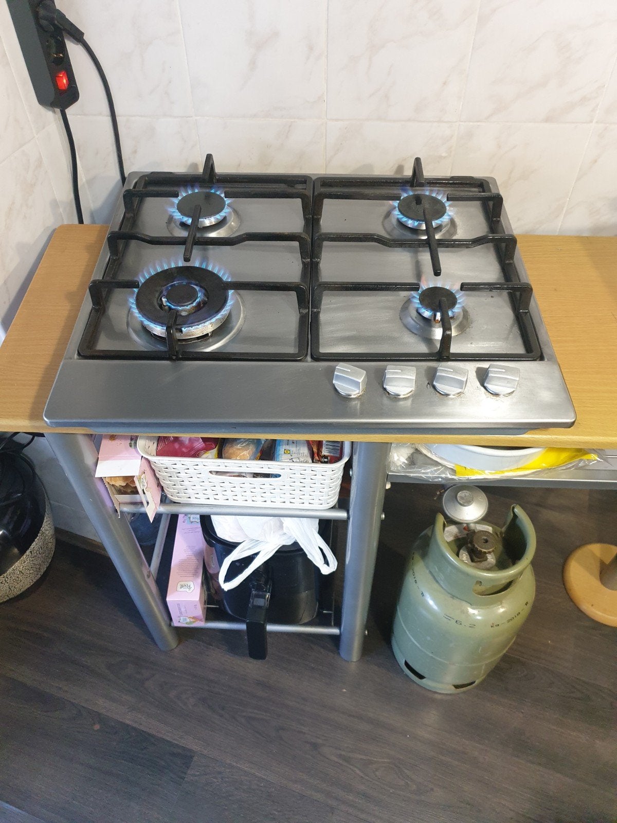 inbouw kookplaat butaan propaan flessengas, Ophalen, 4 kookzones, Zo goed als nieuw, Inbouw